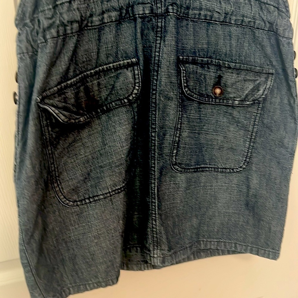 Vintage Y2K Gap Lightweight Denim Drawstring Waist Overall Mini Dress (S) - Picture 4 of 5